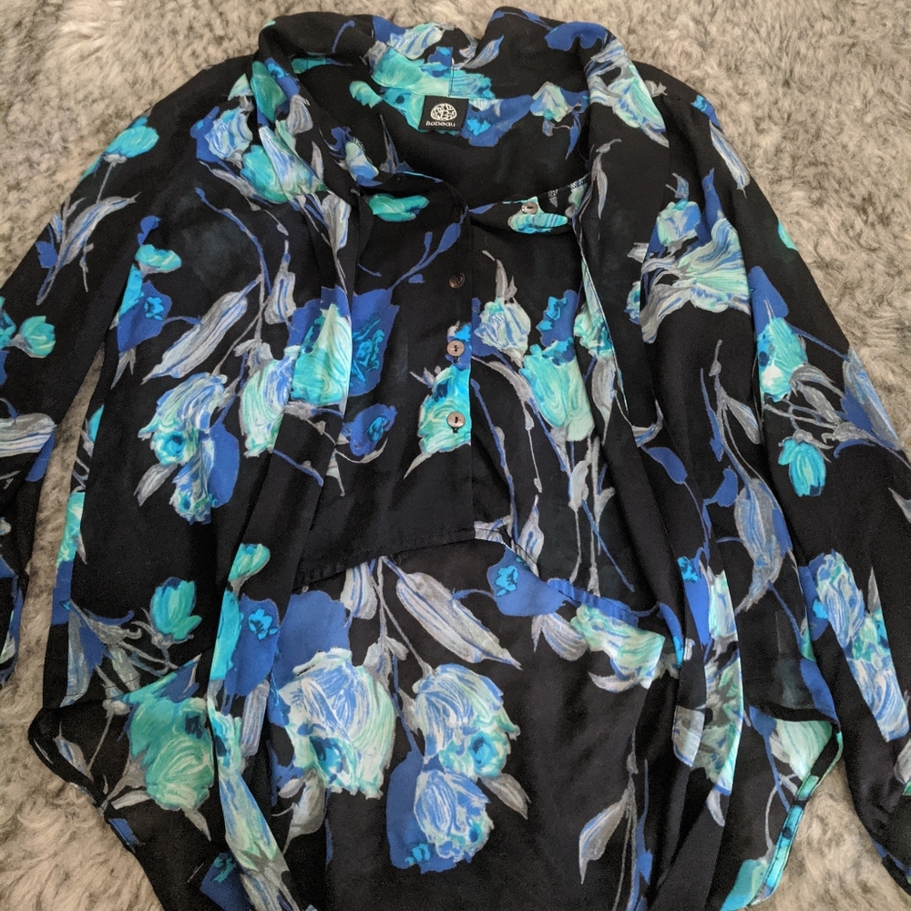Blue And Black Blouse
